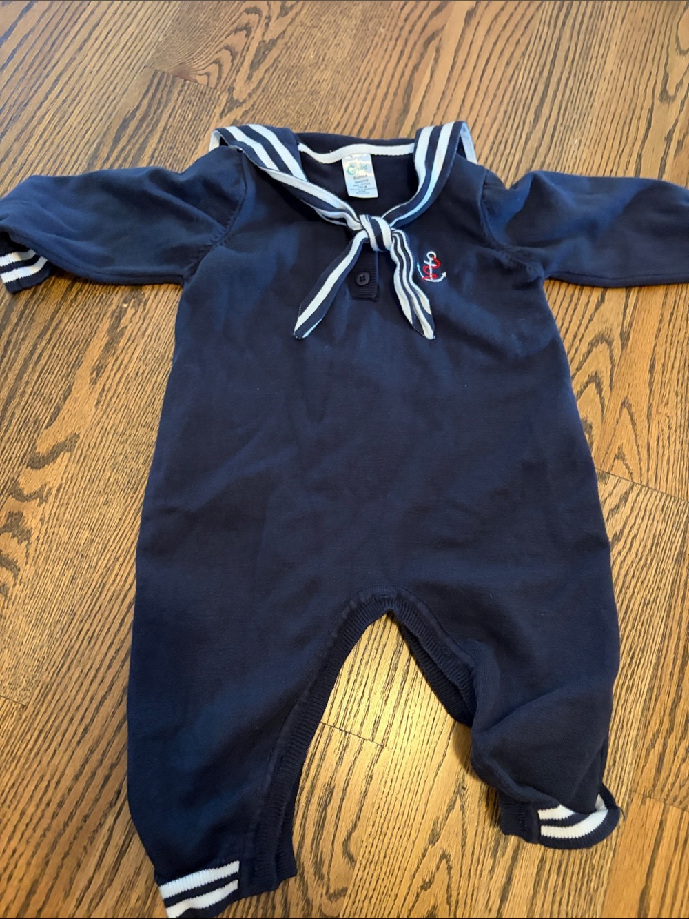 Classic Navy Baby Sailor Romper with Anchor Detail